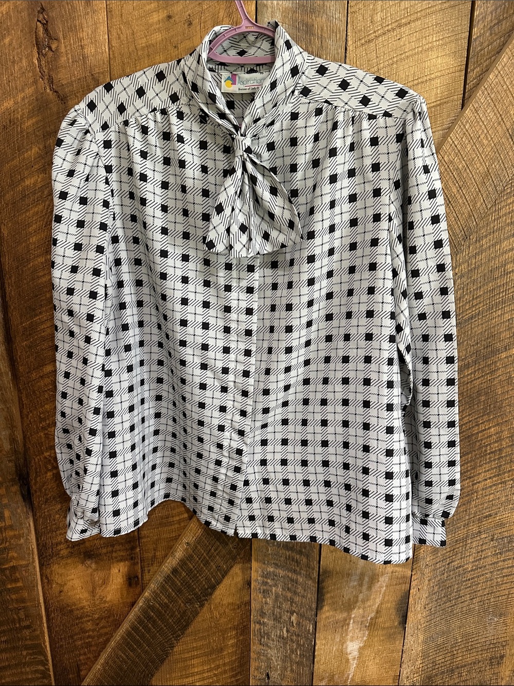 Vintage Aspirations Judy Bond Dress Shirt Ascot Collar Blouse Size 16 M12